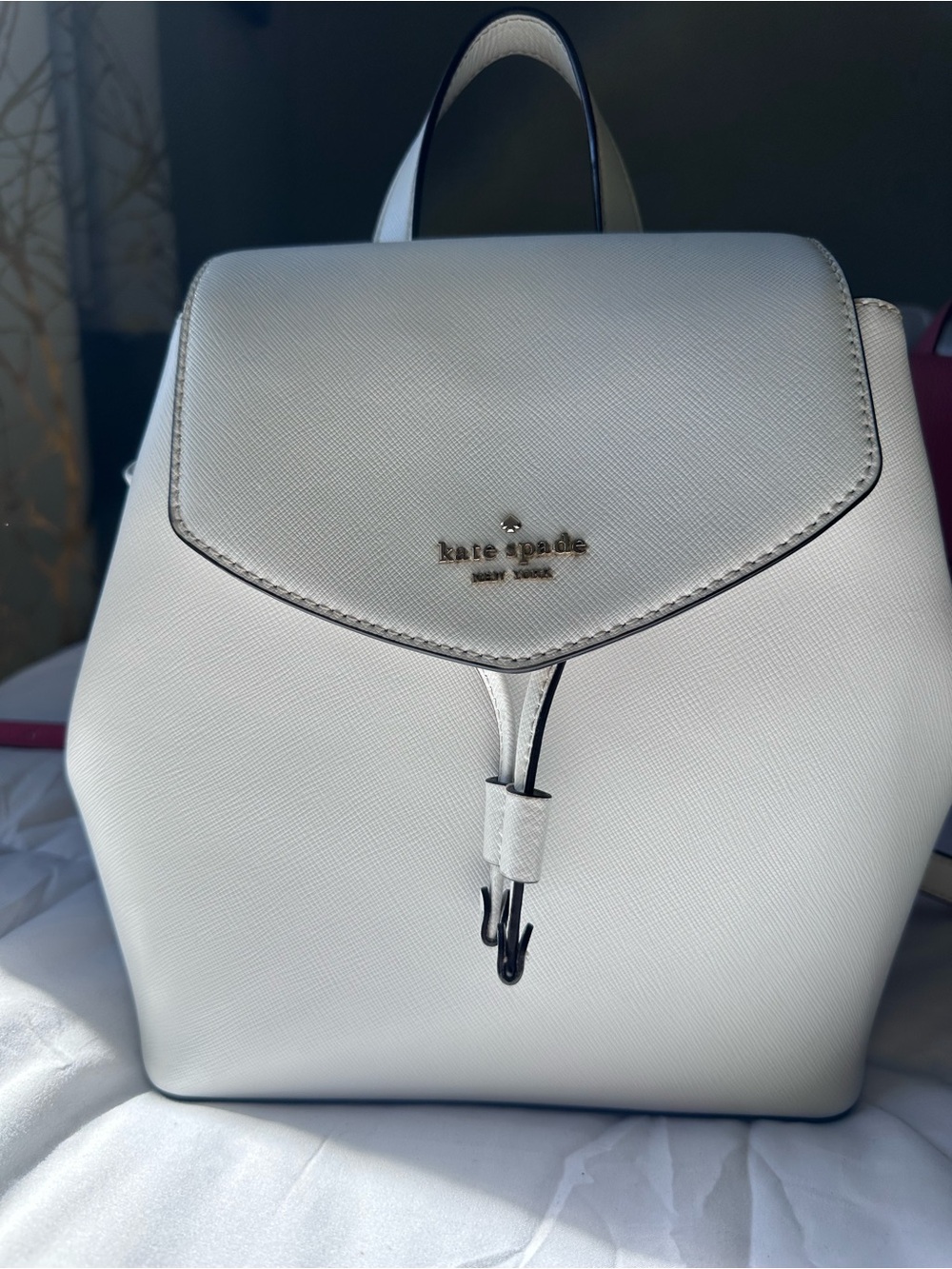 kate spade White Saffiano Leather Mini Backpack